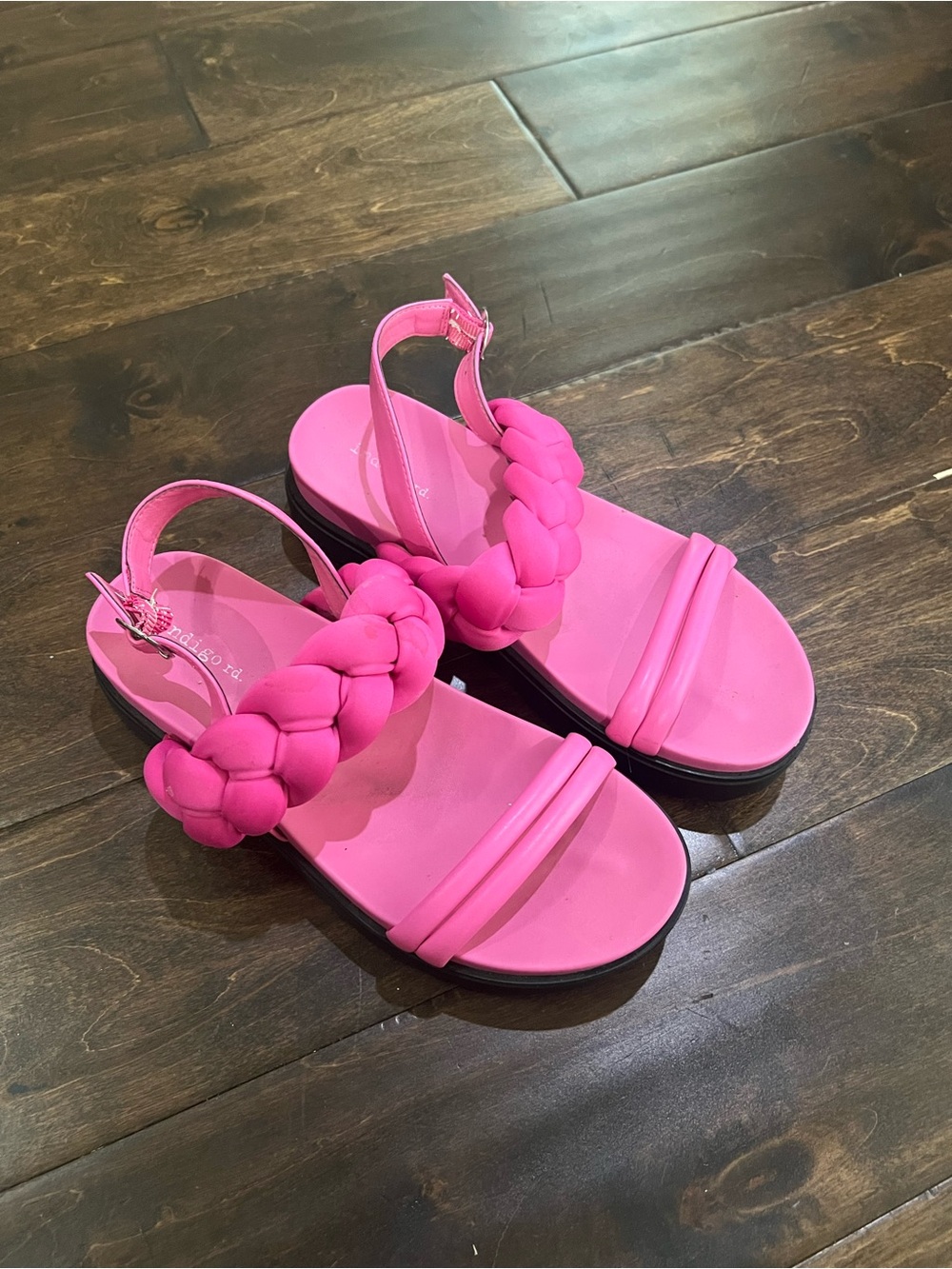 Indigo Braided Hot Pink Slingback Sandals